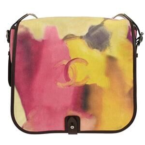 Chanel Suede Flower Power Multicolor Printed Nubuck Messenger Bag Multicolour